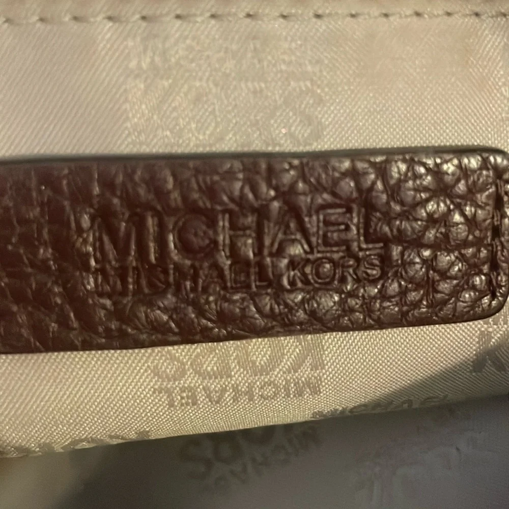 Michael Kors Burgundy Leather Tote with Gold Chain Handles